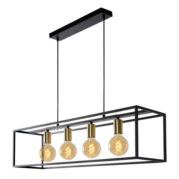 Lucide RUBEN - Pendant light - 4xE27 - Black - detail 2